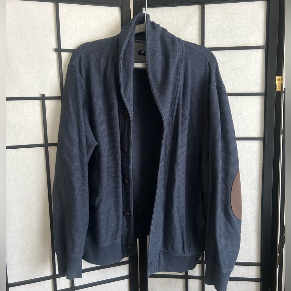 Daniel Cremieux Button Front Shawl Patch Cardigan Sweater L